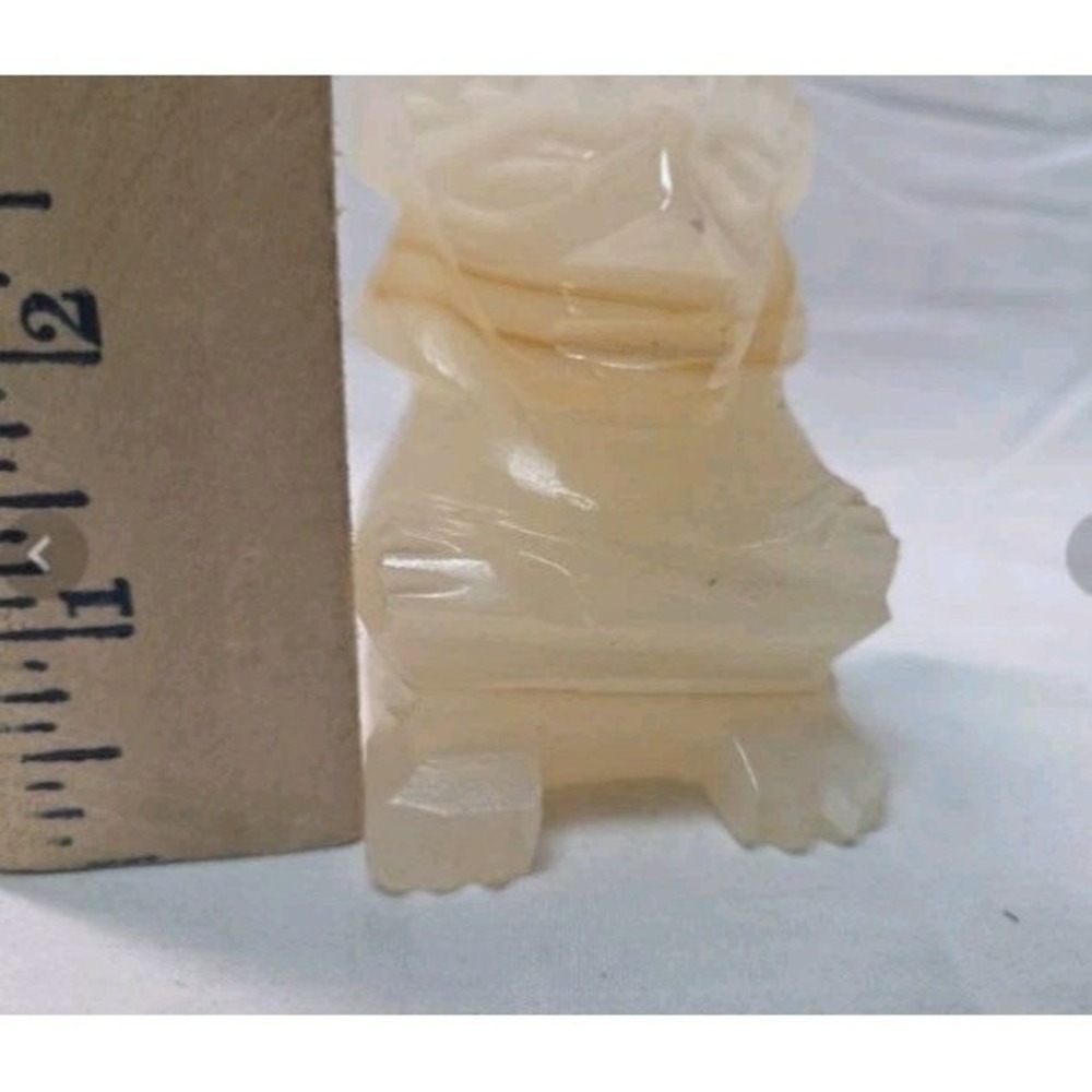 Vintage Hand Carved White Onyx Frog Figurine Small Stone Sculpture Natural Decor - Picture 4 of 5